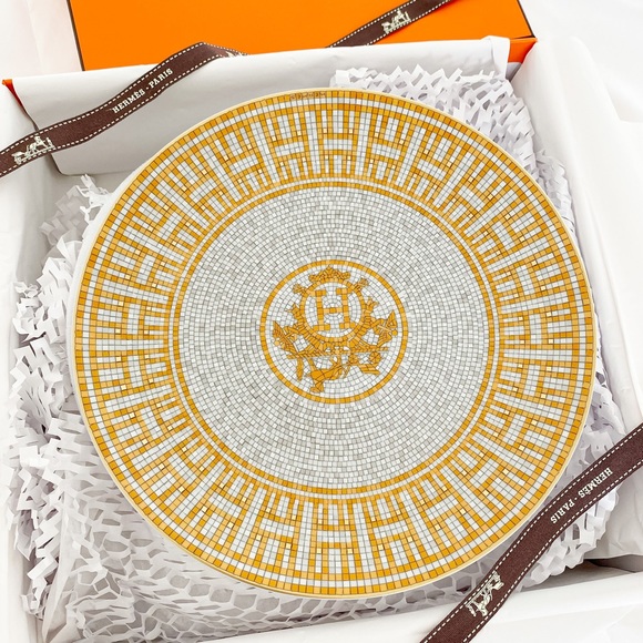BRAND NEW Hermes Mosaique Au24 Gold Dessert Plate - Picture 14 of 14